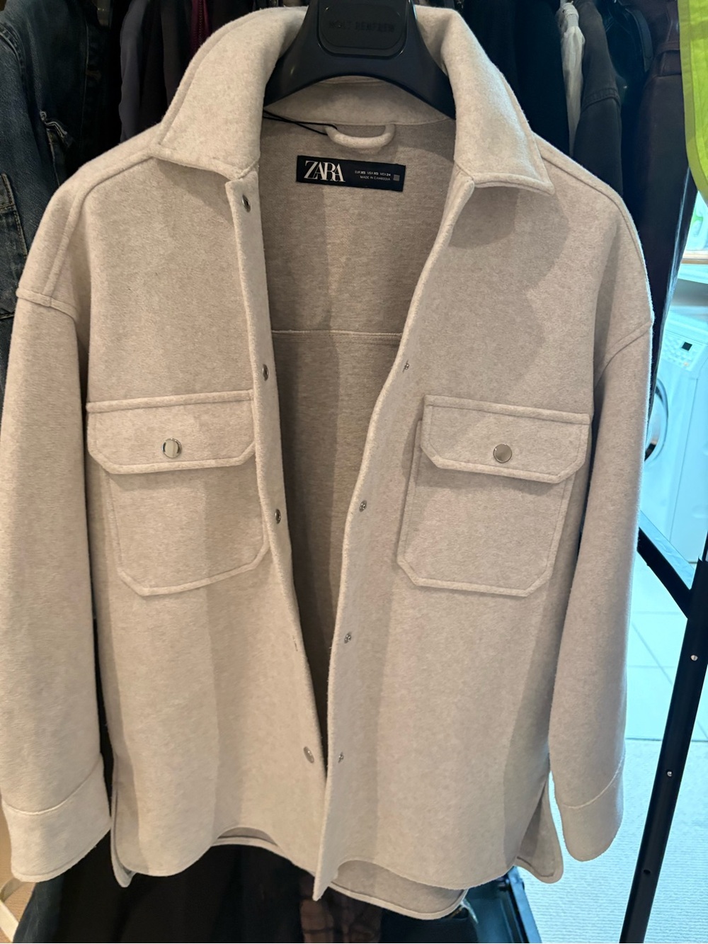 ZARA Light Beige Button-Front Shacket